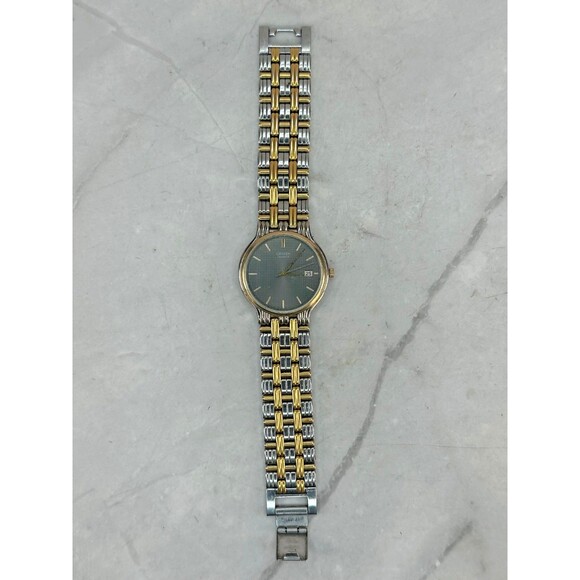 Vintage 1986 Men's Citizen Black Dial Lattice Hobnail Calendar Watch 5510-H01083 - Picture 2 of 13